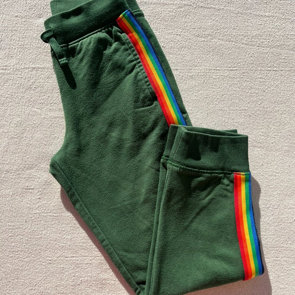 Primary Rainbow Trim Jogger, Size 6, Evergreen, GUC to VGUC